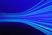 Curved blue lights for futuristic internet and business concept, technology background. 3d illustration.