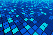 Blue mosaic tile pattern background in technology concept . 3d illustration.