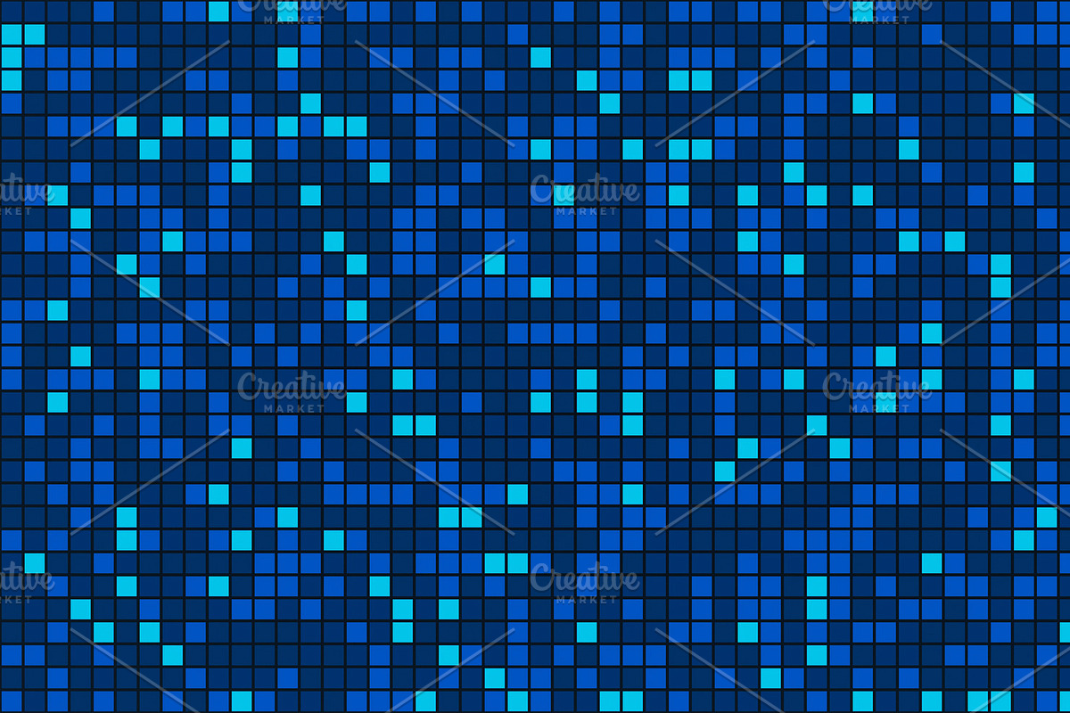 Blue mosaic tile seamless pattern background in technology concept. 3d illustration. in Illustrations - product preview 8