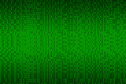 01 or binary data on the computer screen isolated on green background, 3d illustration