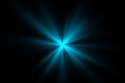 Blue lens flare with bright light isolated on black background in technology concept, illustration.