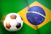 Football ball and Brazil Flag