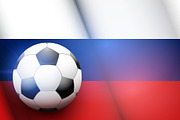 Football ball and Russia Flag