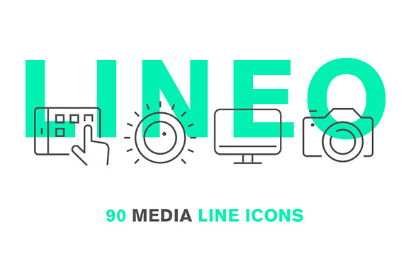 LINEO - 90 MEDIA LINE ICONS in Graphics - product preview 5