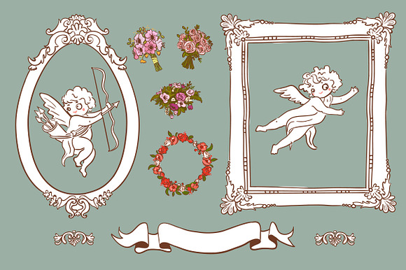 Set of 12 cute brides in Illustrations - product preview 5