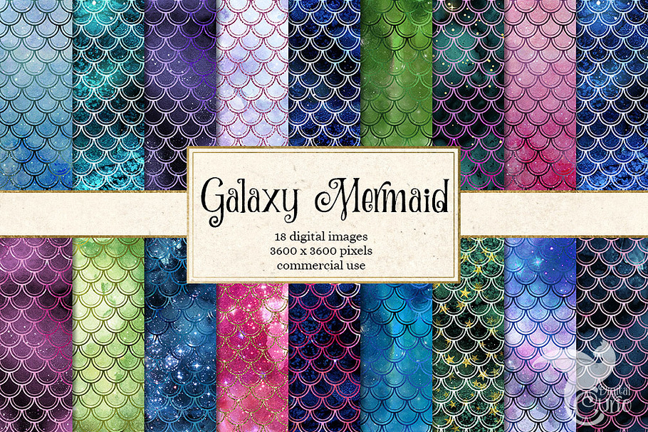 Galaxy Mermaid Digital Paper