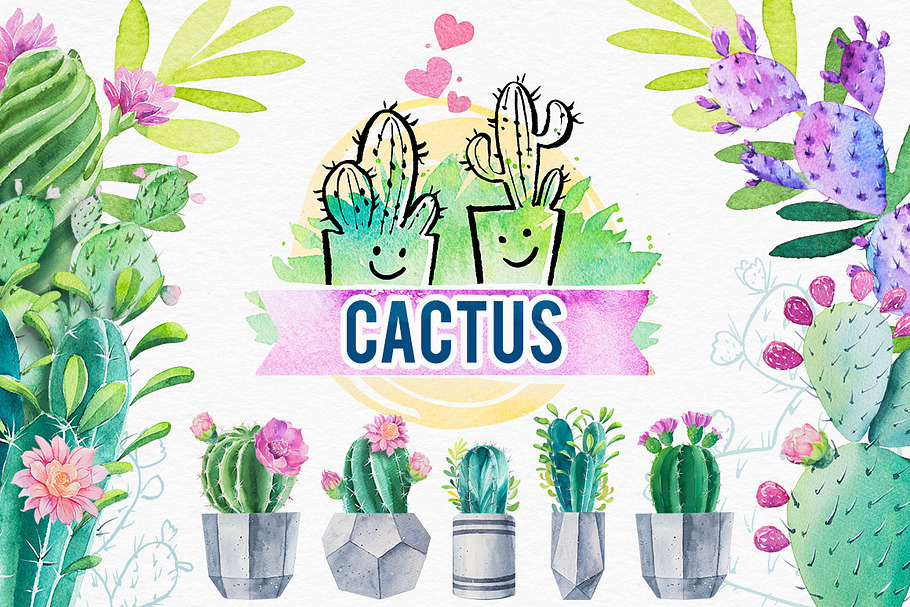 Cactus. Watercolor illustrations. in Illustrations - product preview 8