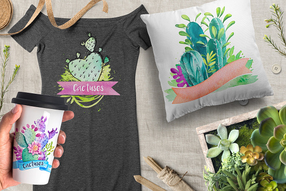 Cactus. Watercolor illustrations. in Illustrations - product preview 9