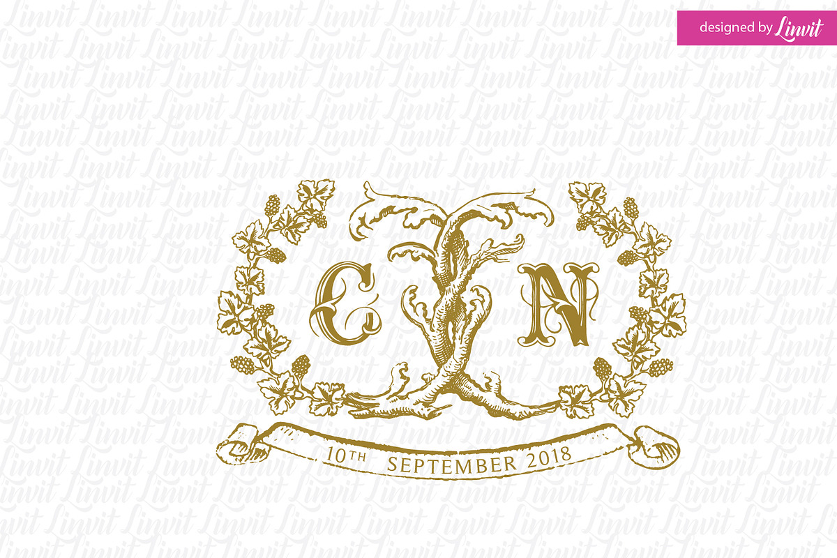 Vintage Wine Wedding Logo in Logo Templates - product preview 8