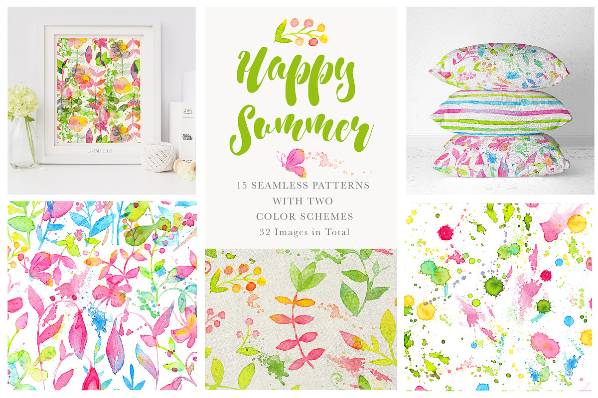 Happy Summer Seamless Patterns in Patterns - product preview 8