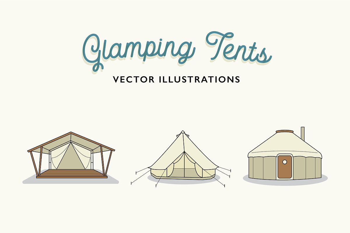 Glamping Tents in Illustrations - product preview 8