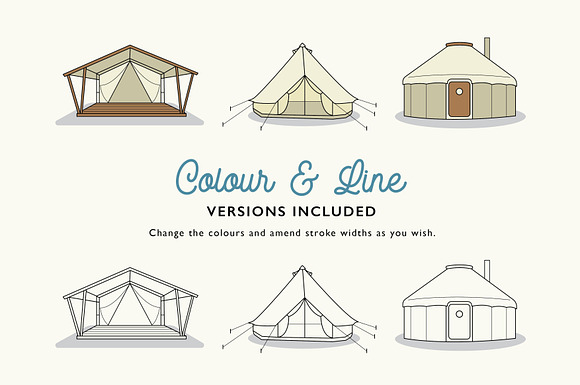 Glamping Tents in Illustrations - product preview 1