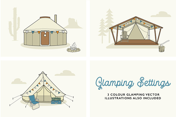 Glamping Tents in Illustrations - product preview 2