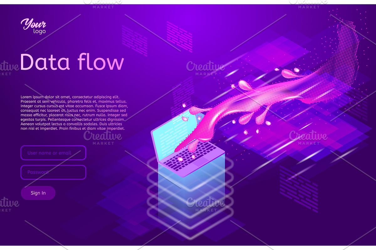 Data flow design concept. Isometric vector illustration of data movement. in Illustrations - product preview 8