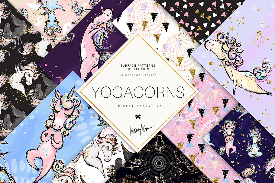 Yoga Unicorns Patterns