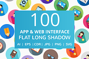 100 App & Web Interface Flat Icons