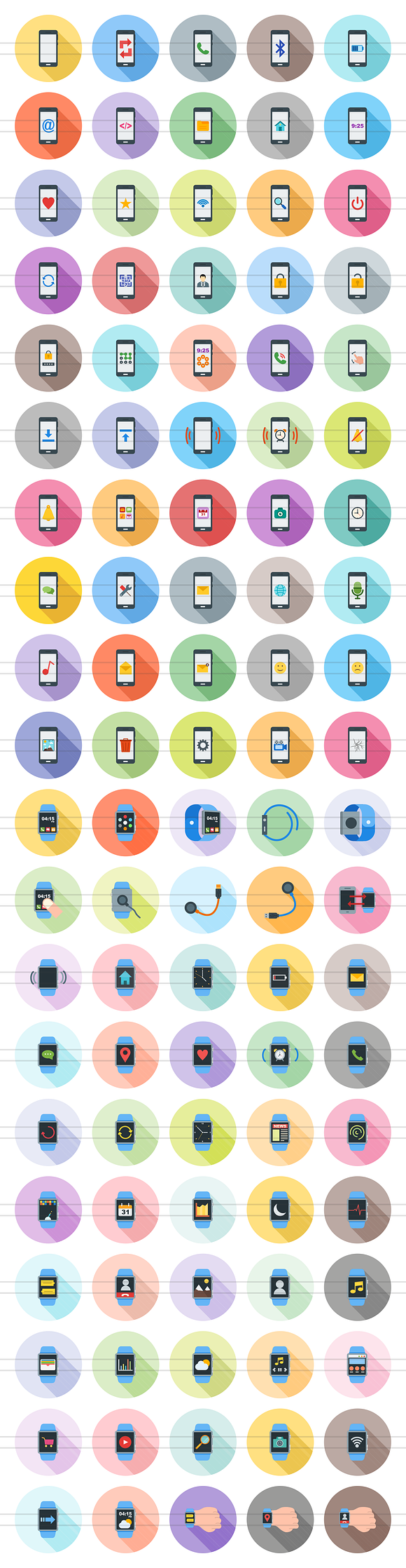 100 Smartphone & Watch Flat Icons in Graphics - product preview 1