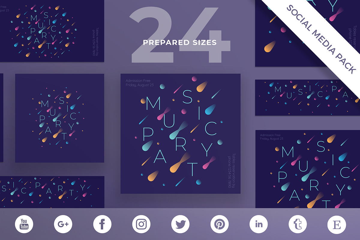 Social Media Pack | Music Party in Social Media Templates - product preview 8