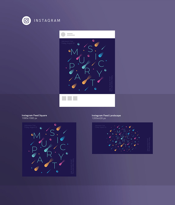 Social Media Pack | Music Party in Social Media Templates - product preview 7