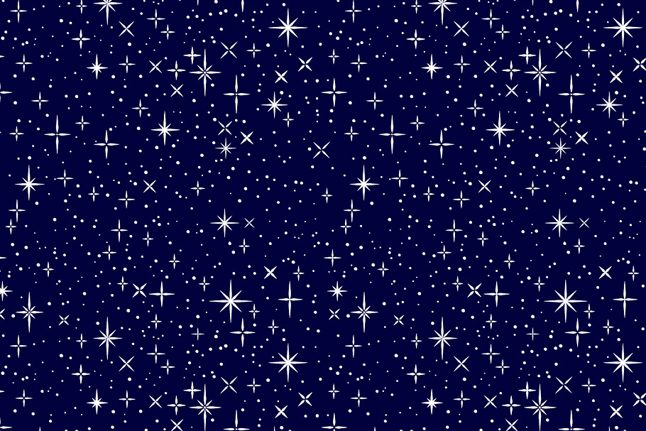 White shiny stars on dark night sky in Patterns - product preview 8