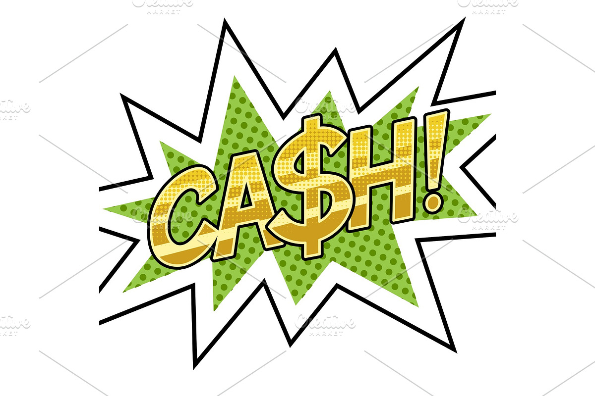 Cash word comic book pop art vector illustration in Illustrations - product preview 8