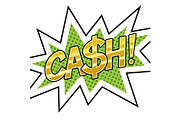 Cash word comic book pop art vector illustration