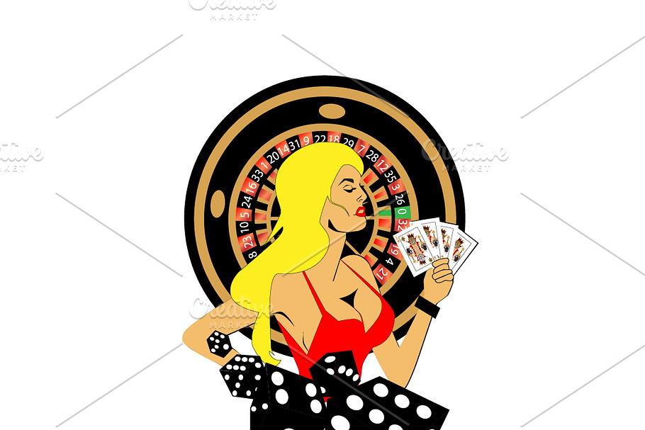 Casino Logo With Blond Hair Girl Custom Designed Graphics