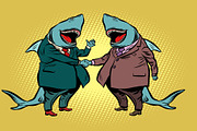 businessman shark business partnership