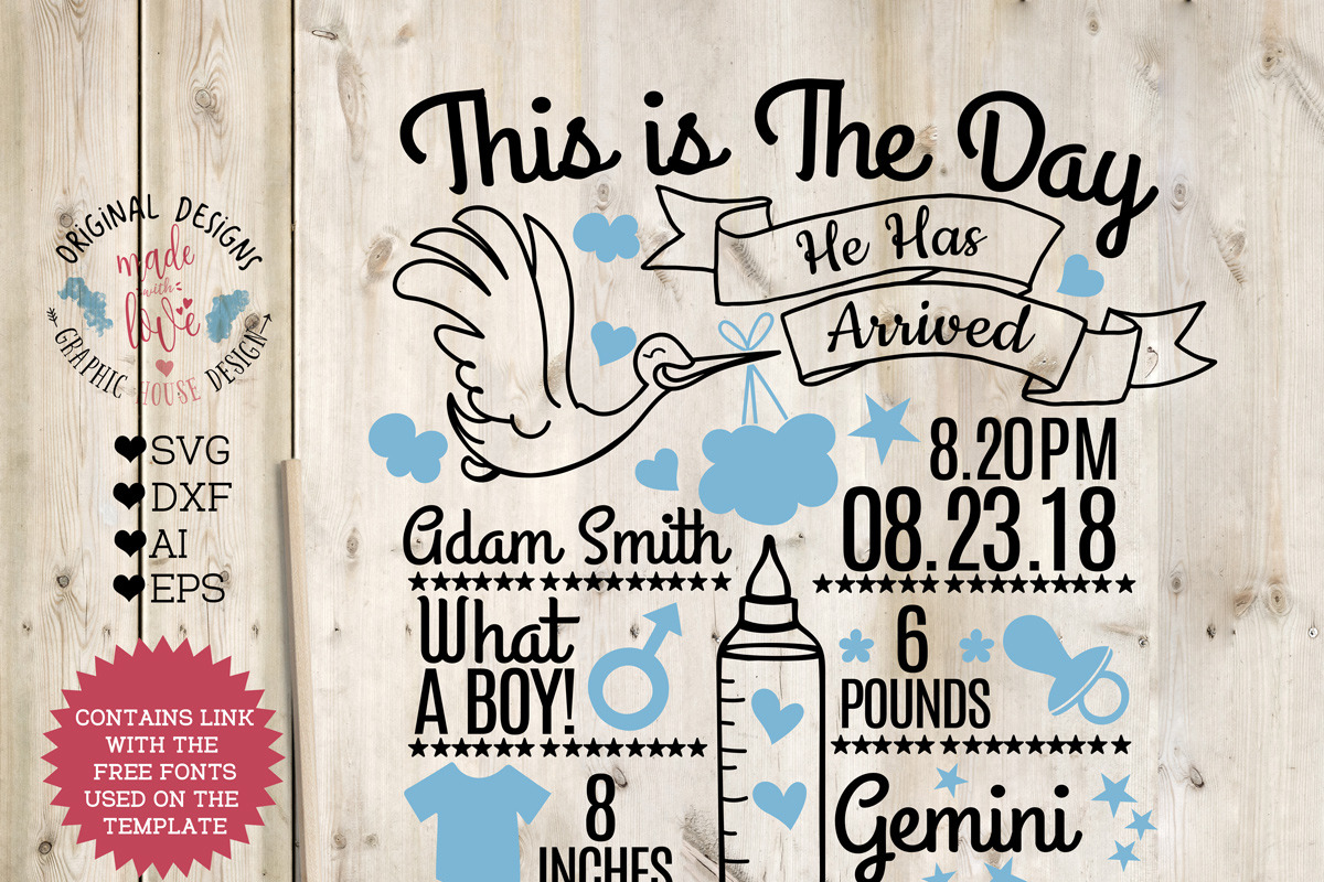 Baby Boy Birth Announcement - Chart in Illustrations - product preview 8