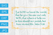 John 3 16 Scripture SVG Cut File