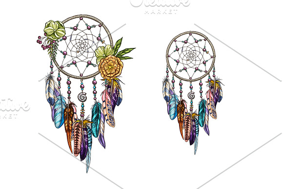 Dream catcher and vintage elements in Illustrations - product preview 2