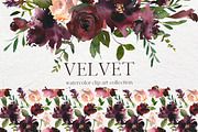 Velvet - Watercolor Floral Clip Art 