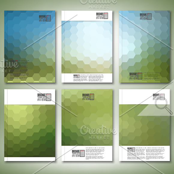 Hexagonal brochure or flyer patterns in Print Mockups - product preview 2