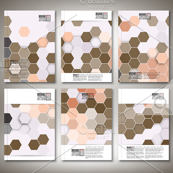 Hexagonal brochure or flyer patterns in Print Mockups - product preview 3
