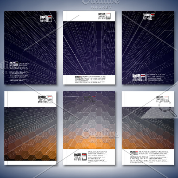 Hexagonal brochure or flyer patterns in Print Mockups - product preview 4