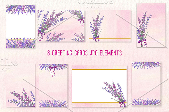 Lavender watercolor clip art set in Illustrations - product preview 4