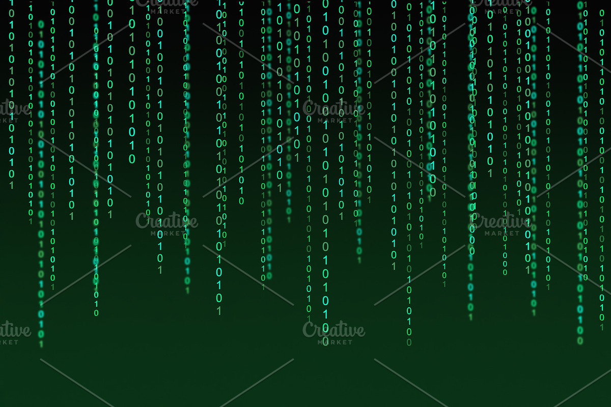 01 or binary data on the computer screen isolated on green background, 3d illustration in Illustrations - product preview 8