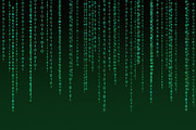 01 or binary data on the computer screen isolated on green background, 3d illustration