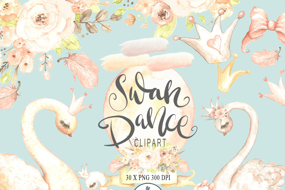 Swan Clipart, Watercolor Swan in Illustrations - product preview 8