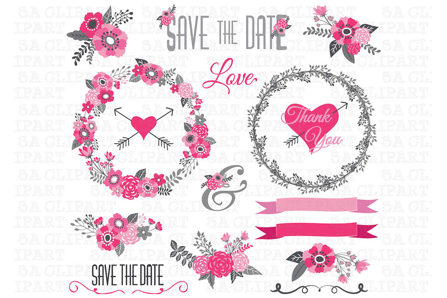 Wedding ClipArt in Illustrations - product preview 8