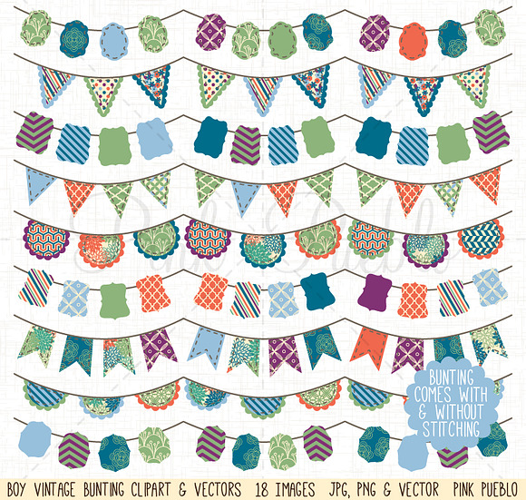 Boy Bunting Clip Art and Vectors in Illustrations - product preview 1