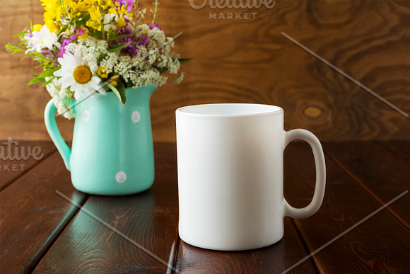 White coffee mug rustic mockup with  in Product Mockups - product preview 1