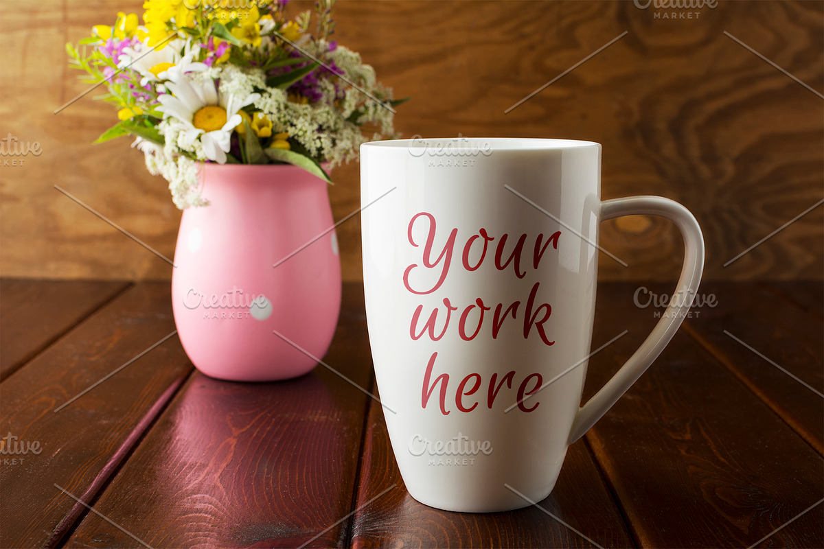 White coffee cappuccino mug rustic  in Product Mockups - product preview 8