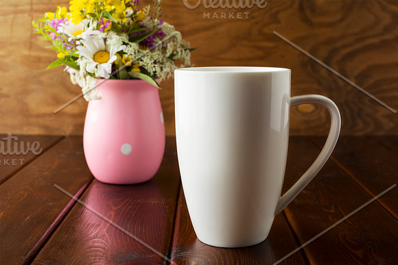 White coffee cappuccino mug rustic  in Product Mockups - product preview 1