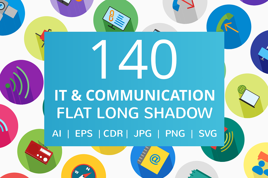 140 IT & Communication Flat Icons