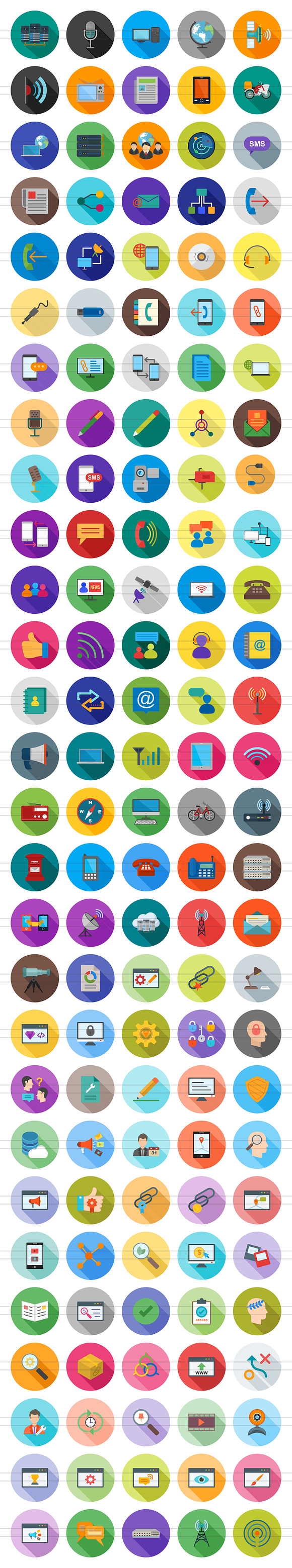 140 IT & Communication Flat Icons in Graphics - product preview 1