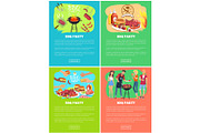 BBQ Party Set of Vector Illustrations, Meat Dishes