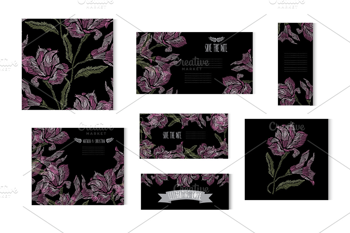 Embroidery Style Floral Cards in Postcard Templates - product preview 8