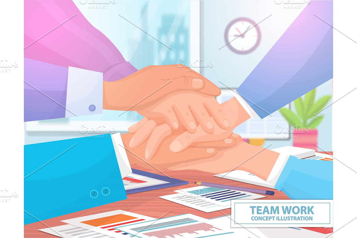Team Work Concept Colorful Vector Illustration in Illustrations - product preview 8
