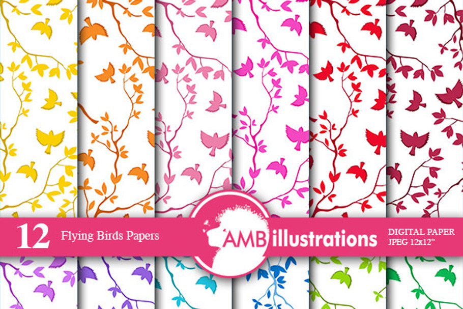 Flying Birds Digital Papers AMB-847